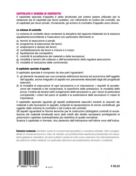 Capitolato speciale di appalto lavori edili pubblici e privati - IV di Copertina