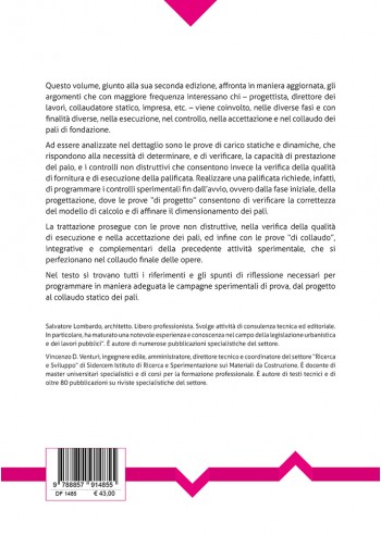 Controlli e prove su pali di fondazione dall'esecuzione al collaudo - IV di Copertina