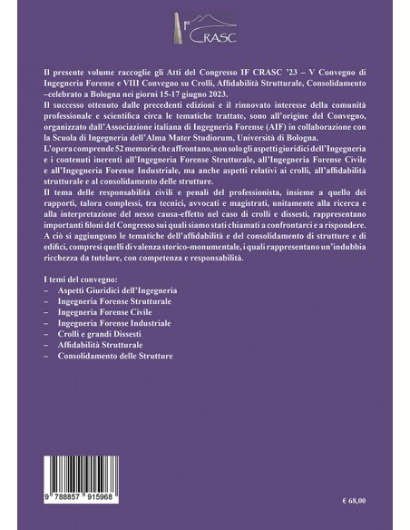 Ingegneria forense, crolli, affidabilità strutturale e consolidamento - IV di Copertina Ingegneria forense, crolli, affidabilità strutturale e consolidamento - IV di Copertina