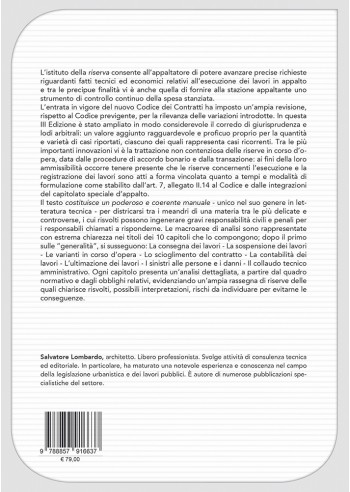 Le riserve nell'esecuzione delle opere pubbliche - IV copertina